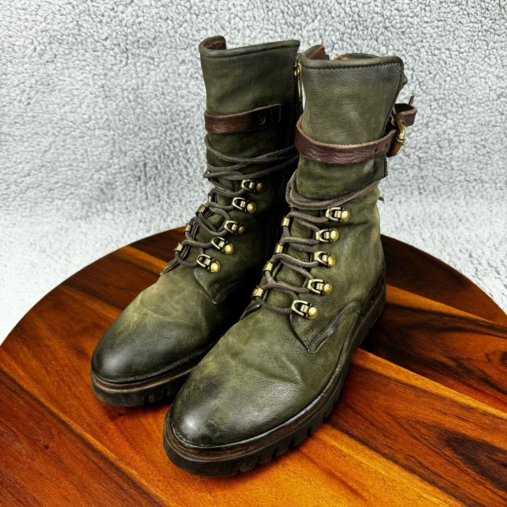 A.S.98 Green Lace Up Boots - Picture 5 of 12